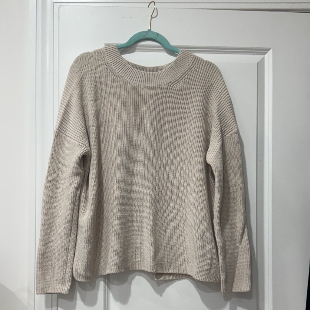 The White Company Cream Crew Neck Sweater In Size Medium